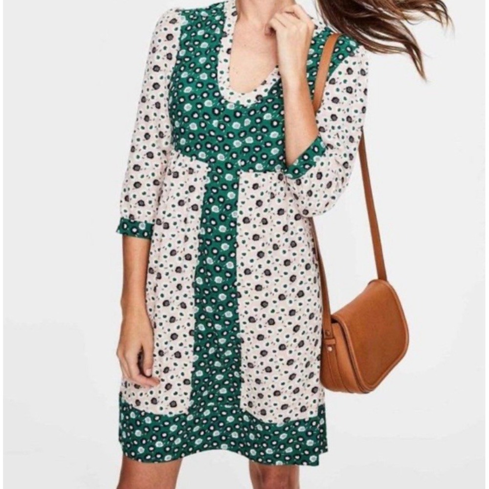 Boden Women's Mollie Pink/Green Floral Print Azalea Bud Tunic‎ Dress US 8